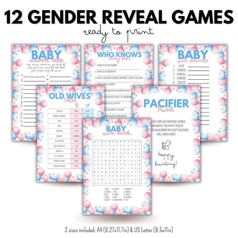 Gender Reveal Party Games Ready to Print, Gender Reveal Activities for ...