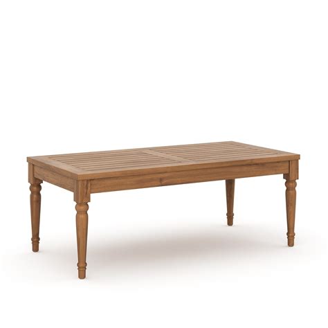 Benjara Pena Outdoor Coffee Table, 47 Inch Rectangular Slat Brown ...