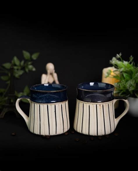 Buy T Zenex Craft Handcrafted Studio glaz Coffee Mug Set Ceramic Mugs ...