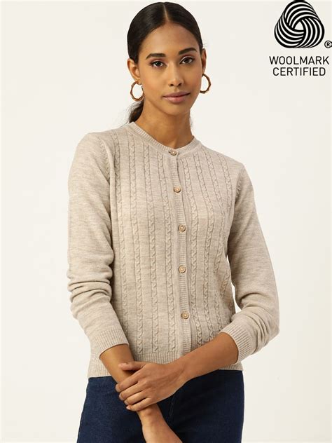 318 Wool Cable Knit Cardigan I Oatmeal (WOOLMARK) – ARMISTO