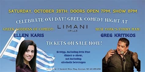 OXI DAY COMEDY NIGHT at Limani Grille!! | LIMANI GRILLE, Vanderbilt ...