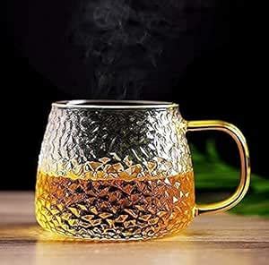 Buy VILON Golden Handle Glass Tea and Coffee Mug – 410ml Clear Cups ...