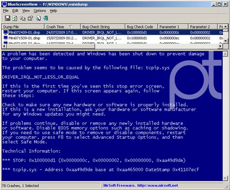 BlueScreenView v1.52 - It displays the minidump