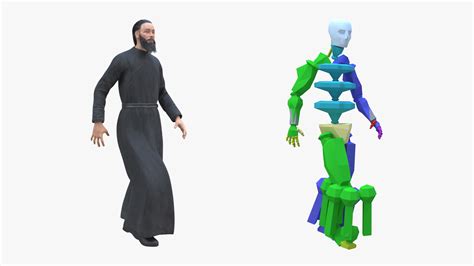 Orthodox Church Monk Wearing Robe Rigged for Maya 3D model | 3D Molier ...