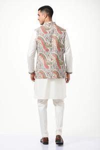 Buy White Silk, Wool Embroidery Paisley Kashmiri Modi Jacket For Men by ...