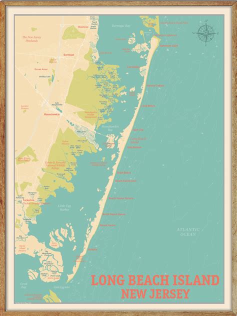 Long Beach Island Map LBI New Jersey Map Print NJ Beach - Etsy
