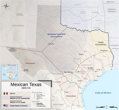 Map of Texas Under Mexican Rule in 1833 | Texapedia