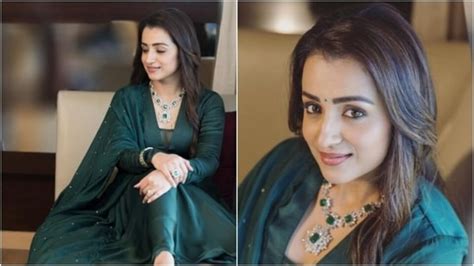 Ponniyin Selvan star Trisha Krishnan’s green anarkali suit is a Diwali ...