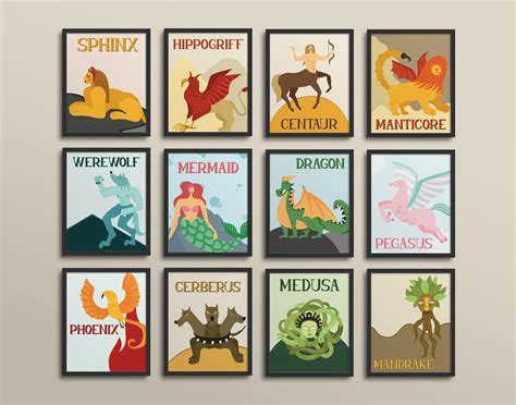 Mythical Creatures Gallery Wall - Greek Mythology, History Class, English Class, World Culture ...