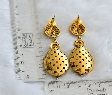 Antique gold tone red-green-blue peacock earrings dj-46057 – dreamjwell