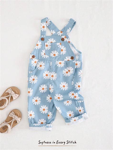 Cozy Pixies Baby Girl Daisy Pattern Front Bib Strap Jumpsuit With Pants ...