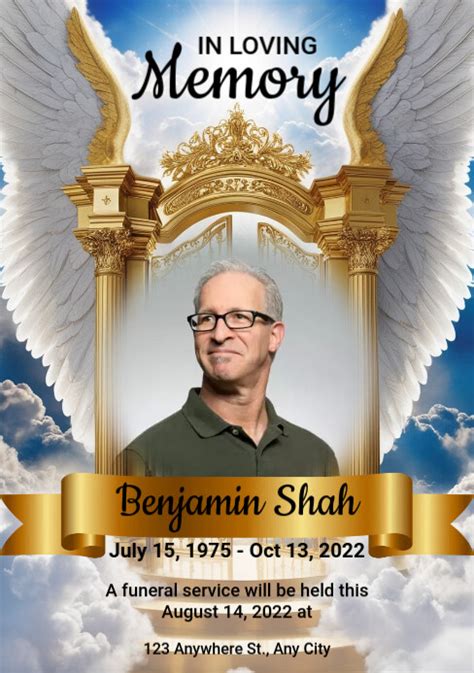 Floral Haven Dove Funeral Program A5 Template | PosterMyWall