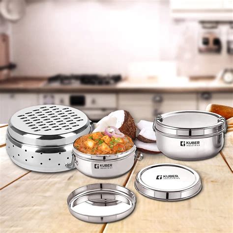 Kuber Industries Stainless Steel Grater with Storage & Set of 2 Lunch ...