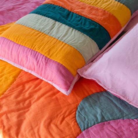 Multi Color Color Burst Patchwork Cotton Quilt Set - Double Bed Queen ...