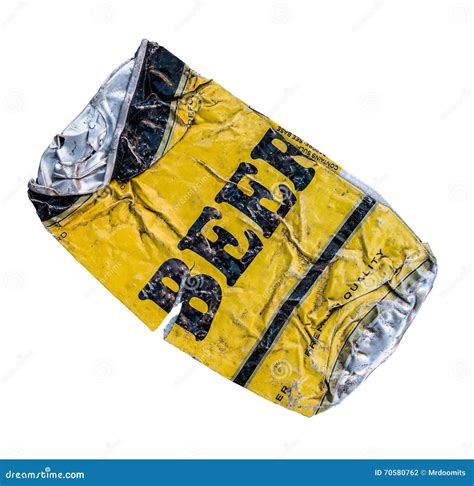 Flattened Yellow Beer Can stock photo. Image of dirty - 70580762