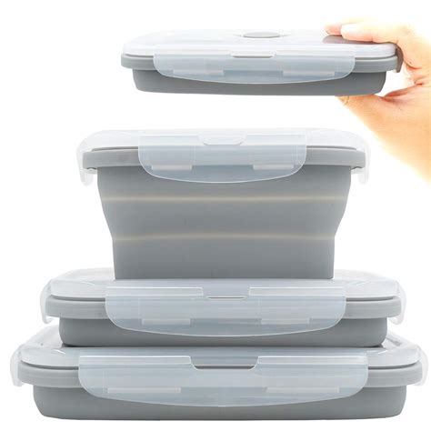 Duoyou Collapsible Silicone Lunch Bento Box, Portable Food Storage ...