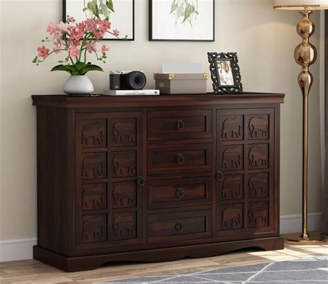 GADWAL FURNITURE Solid Sheesham Wood Wooden Cabinet Chest of Drawers ...