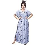 Buy G4Girl Women's Satin Silk Geometric Print Maxi Kaftan Nighty Gown ...