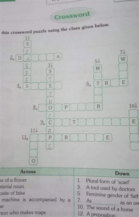 solve this crossword puzzle using the clues given below - Brainly.in