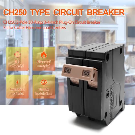 Buy CH250 2-Pole 50-Amp Circuit Breaker, Type CH 3/4-Inch Plug-On ...