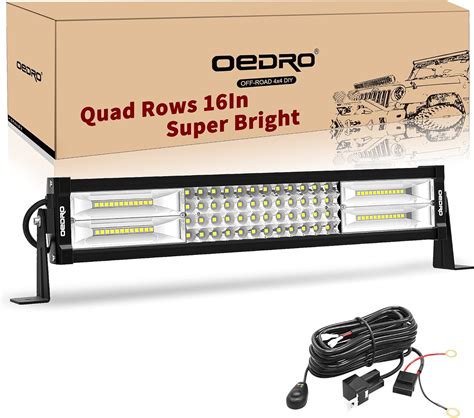 Buy oEdRo LED Light Bar 16 Inches 400W 28000LM Quad-Rows Spot Flood ...