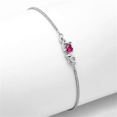 Buy Silver Heart Bracelet for Women – Lovely Pink Charm