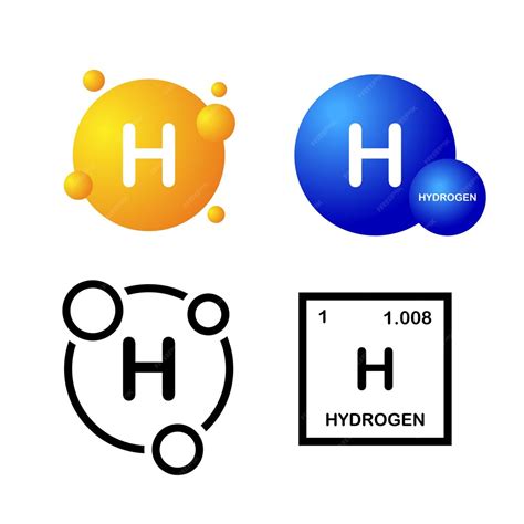 Premium Vector | Hydrogen chemical element H or Hydrogen sign in a periodic table Vector set ...