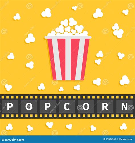 Popcorn Popping. Big Film Strip Line With Text. Red White Box. Cinema ...
