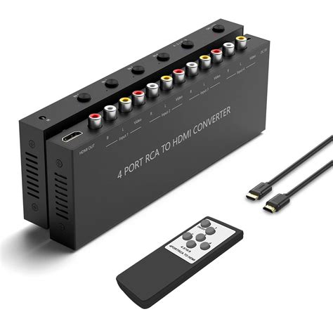 4 Port RCA to HDMI Converter 4 Way RCA Composite CVBS AV Switch to HDMI ...