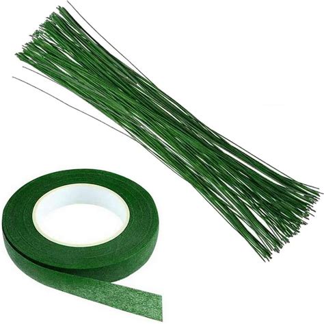 PRANSUNITA 70 pcs - Dark Green Paper Wrapped Floral stem Wire 12 Inch ...