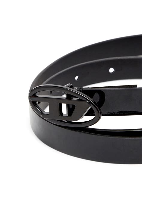 Diesel Slim belt in glossy leather - Belts Womens in Black Diesel