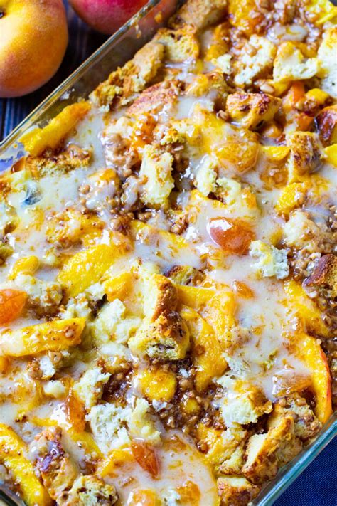Cinnamon-Peach Bread Pudding - Spicy Southern Kitchen
