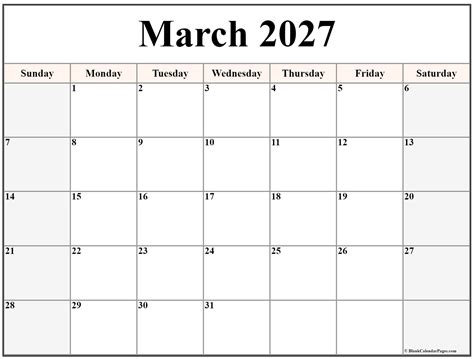 March 2027 calendar | free printable calendars