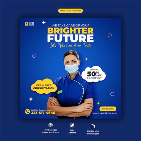 Dentist and dental care social media banner template | Free PSD