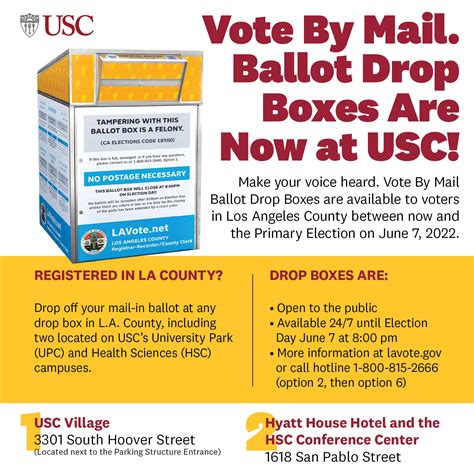 Vote By Mail boxes are now at both USC campuses! - USC Staff Assembly