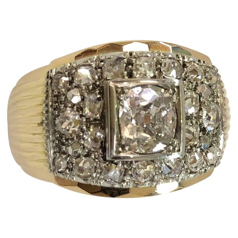 Antique 1800s Men's Diamond Cluster Gold Ring at 1stDibs | 1800's ...
