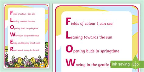 Flowers Acrostic Poem Template - Poetry