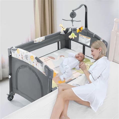 Amazon.com : 5-in-1 Baby Bassinet Bedside Crib, Pack and Play Long Next ...