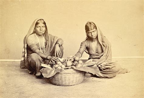 Two Women Seated with a Basket of Vegetable - Studio Photograph 1873 ...