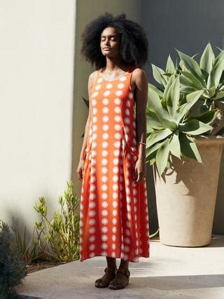 Chinti & Parker Formentera Midi Dress, Orange/Cream