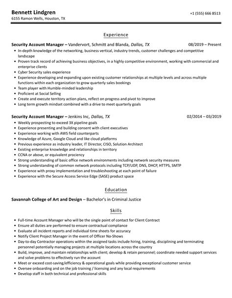Security Account Manager Resume Samples | Velvet Jobs