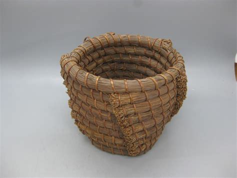 Antique Papago Native American Indian Coiled Pine Needle Basket For ...