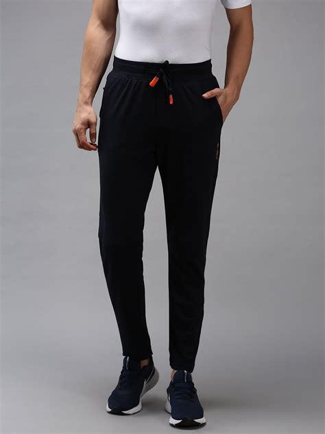 SHOWOFF Men Navy Blue Solid Regular Fit Track Pant Polyester Regular ...