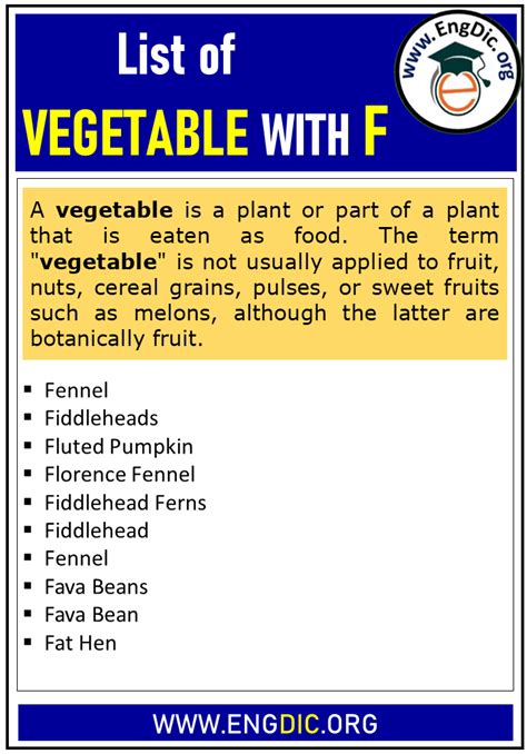 List of Vegetables That Start With F - EngDic