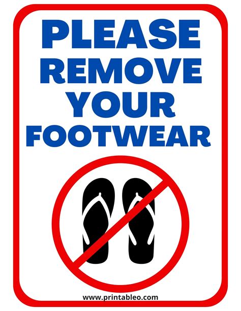 53+ Printable Please Remove Your Shoes Sign