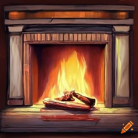 Drawing of a cozy home fireplace