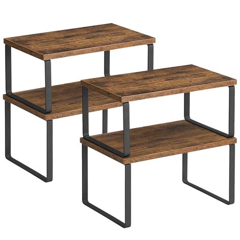 Buy SONGMICS Cabinet Organizer Shelf, Set of 4 Kitchen Counter Shelves ...