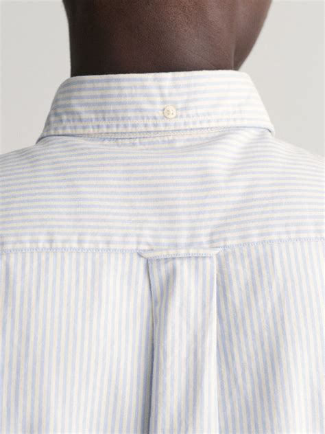 Shop Gant Men Blue Striped Button-down Collar Long Sleeves Shirt - GANT ...