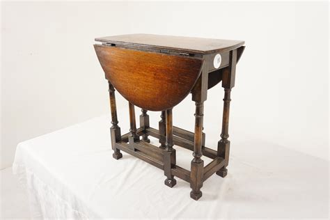 Vintage Oak Gateleg, Drop Leaf Table, End Table, Scotland 1930, H1002 ...
