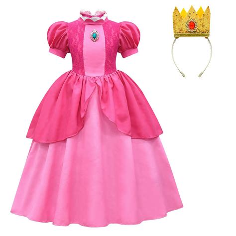 Girls’ Princess Peach Costume. Dress and Crown – NalaGila